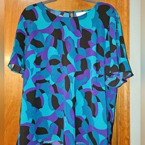 Blue and Purple Patterned Blouse